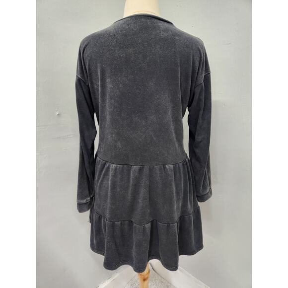 Wild Fable Gray Tiered Drop Shoulder Short Dress Xl Sweatshirt Boho - Picture 2 of 11